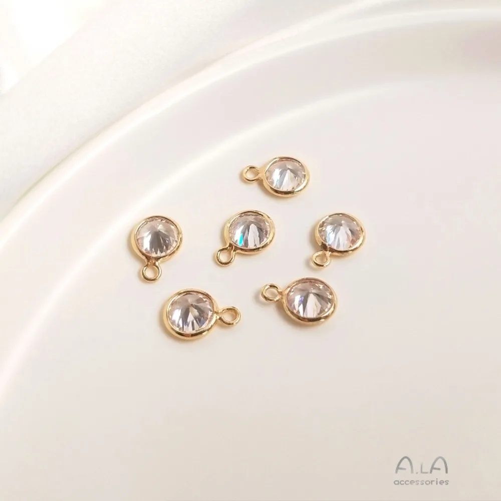 

1Pcs Copper Charms 14K Gold Color Zircon Crystal Pendant Ear Jewelry Ear Hanging DIY Double Hanging Bracelet Jewelry Accessories