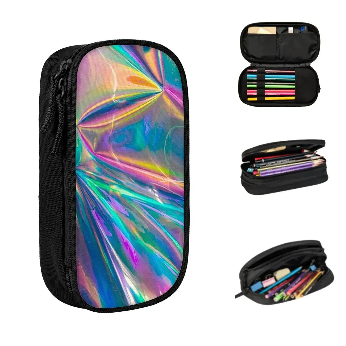 

Holographic Pencil Cases Large Capacity Pen Bags Pen Box Pencil Pouch For Boys Girls Students Stationery School Office