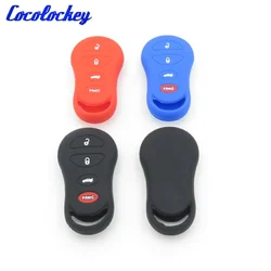 Cocolockey Silicone Car Key Cover for Chrysler Dodge Jeep Concorde Sebring LHS Viper Stratus Liberty 4 Buttons Key Case for Car