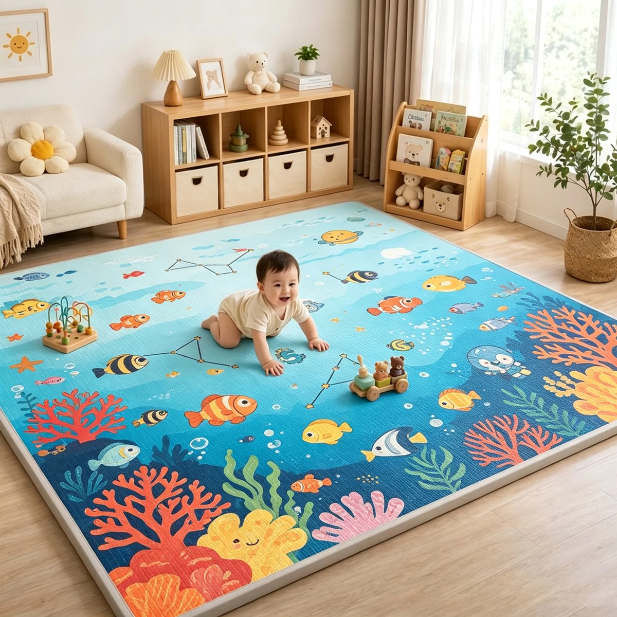 無毒ベビー用クロールプレイマット 10種類のスタイルと5サイ - Kids Education Rug のレビューと価格