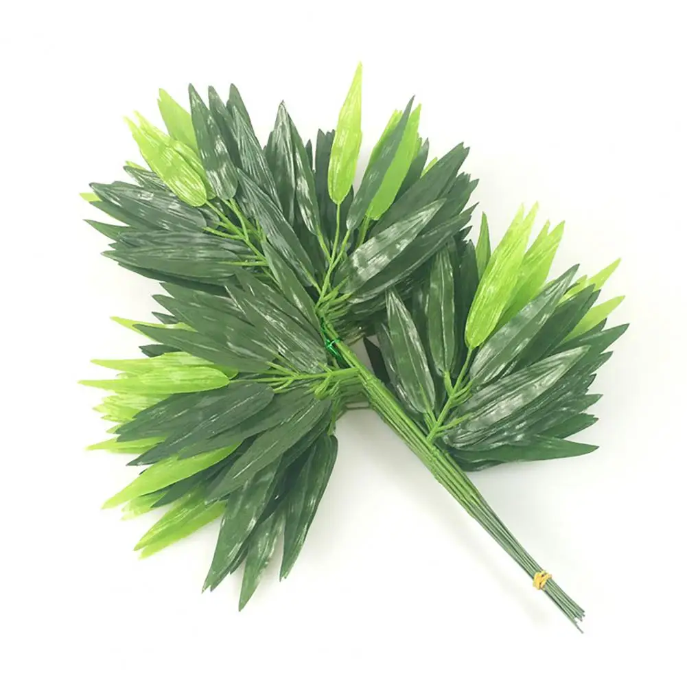 10Pcs/Set Premium Artificial Bamboo Branch Fine Workmanship Easy Care Wide Application Long Lasting Faux Green Bamboo Leaf