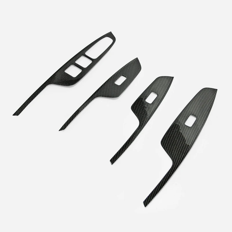 Car-styling Carbon Fiber 2016 Onwards KIA K5 Optima JF Front & Rear Door Window Switch Trim 4pcs Stick On Type Glossy Inner Kit