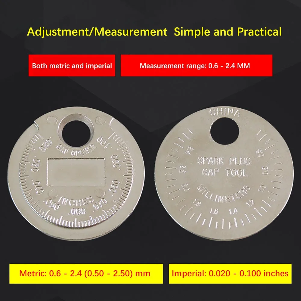 1 قطعة سبائك الزنك غيج الفجوة المحسس 0.6-2.4 مللي متر المدى الفضة شرارة التوصيل الفجوة قياس أداة المزدوج قياس الموازين عيار أداة القياس