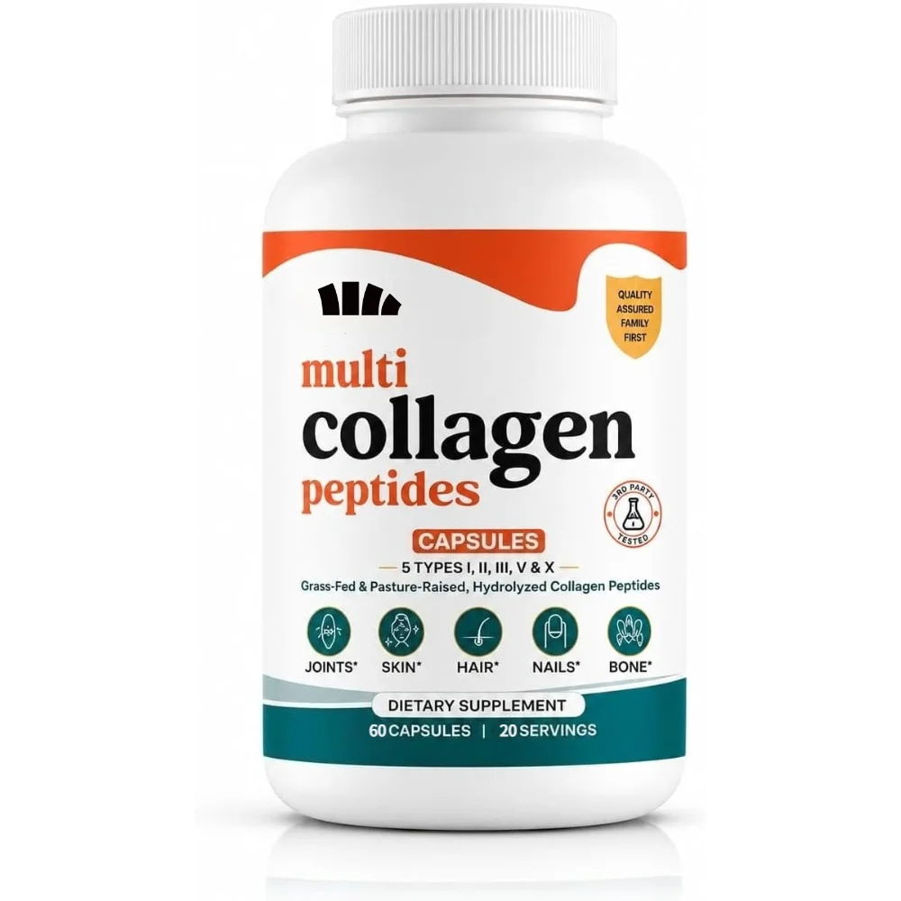 Hydrolyzed Collagen Peptide Complex Capsules 2250mg - Skin, Hair, Joint, and Nail Health Support