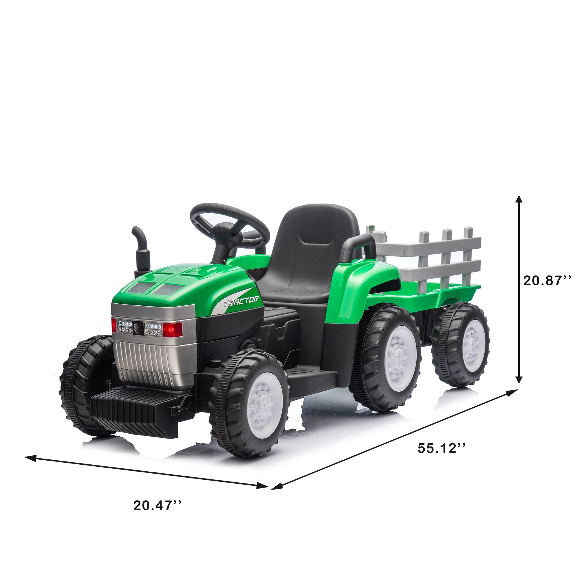 Tracteur jouet avec remorque pour enfants, véhicule électrique EbVehicles, télécommande, voiture à moteur pour touristes, 12V, batterie 7Ah, 62, 2x35W