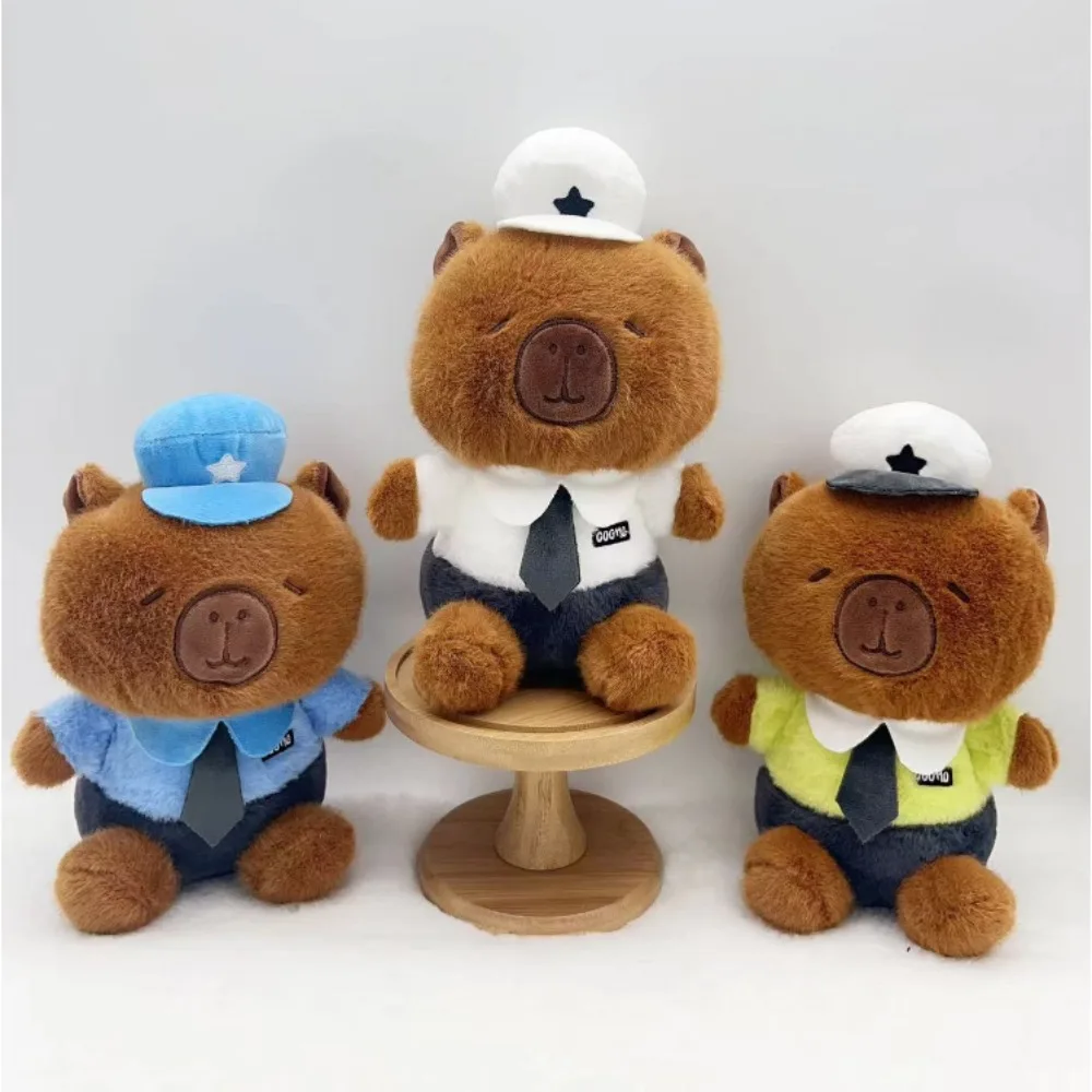 

Kawaii 22cm Plush Doll Plicemen Doll Internet Celebri ty Plush Police Bear Capybara Capybara Jun Doll