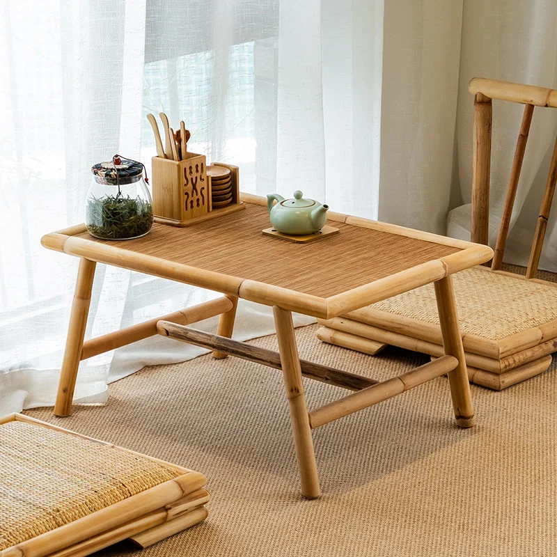 ti- Bamboo Tea Table for Tatami Zen Style Low Coffee Table Modern Floor Bay Window Desk Minimalist