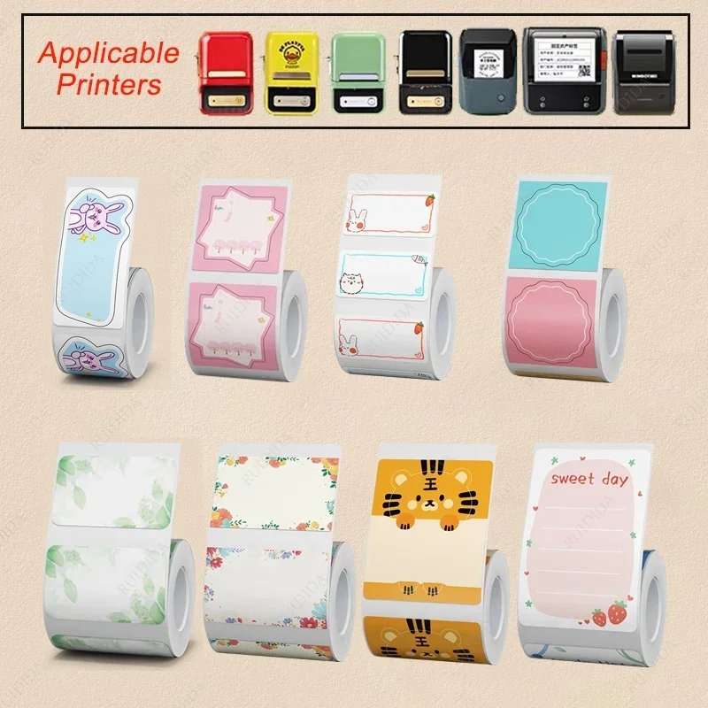 Niimbot B4/B31/B1/B21/B203/B3S/B2 Funny Cartoon Label Sticker Waterproof Self-adhesive Cosmetics Label Price Tags Sort Marker