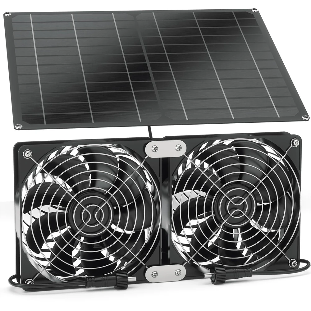

15W 12V Solar Powered Fan Kit IP65 Waterproof Solar Cooling Fan Regulate Temperature Solar Access Fan Kit for Pet House