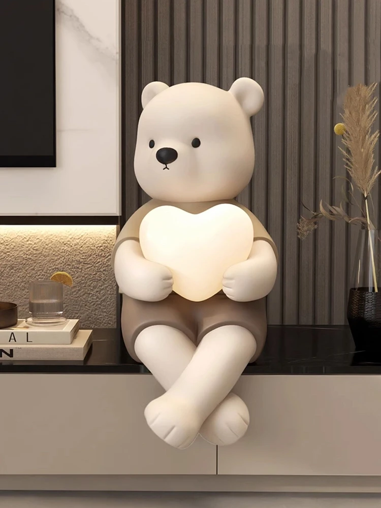Home Decor Creative Luminous Vitality Bear Statue Desktop Ornament TV Cabinet Decor Office Animal Sculpture Desktop Art Ornament
