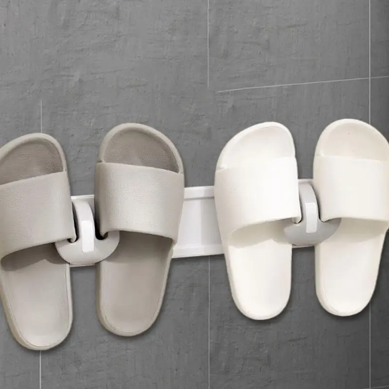 Slipper Rack Wall Mounted House Slippers Hanger Shower Shoe Holders Shower Slippers Organizers 2 Pairs Slipper Storage Rack