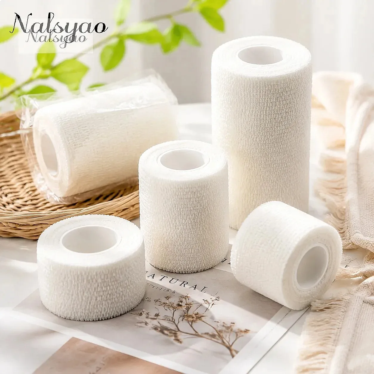 5 Pcs 2.5/5/7.5/10cm Self Adhesive Elastic Bandage Wrap Tape for Sports Injury Wrist Ankle Finger Support