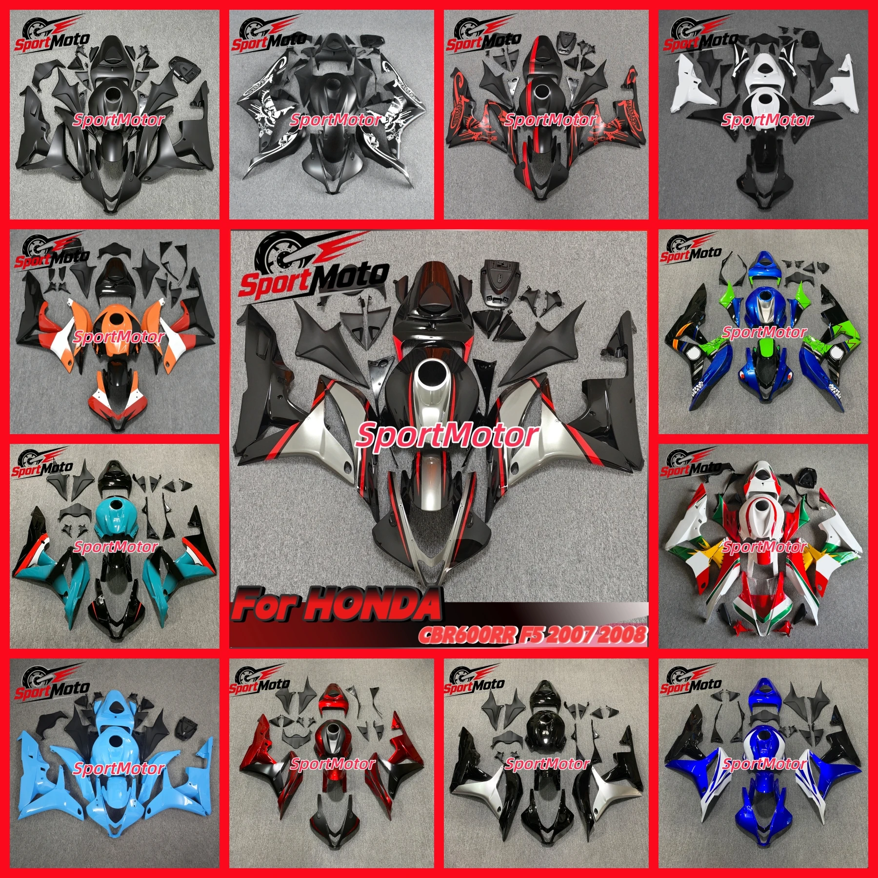 The motorcycle fairing kit is suitable for CBR600RR 2007 2008 FOR CBR600 F5 07 08 fairing orange white gray black red blue yello