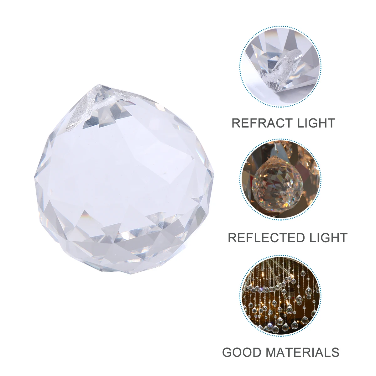 

80mm Crystal Lamp Pendant Balls Chandelier Multi-Faceted Light Refraction Decor for Home Office Window 80mm Transparent