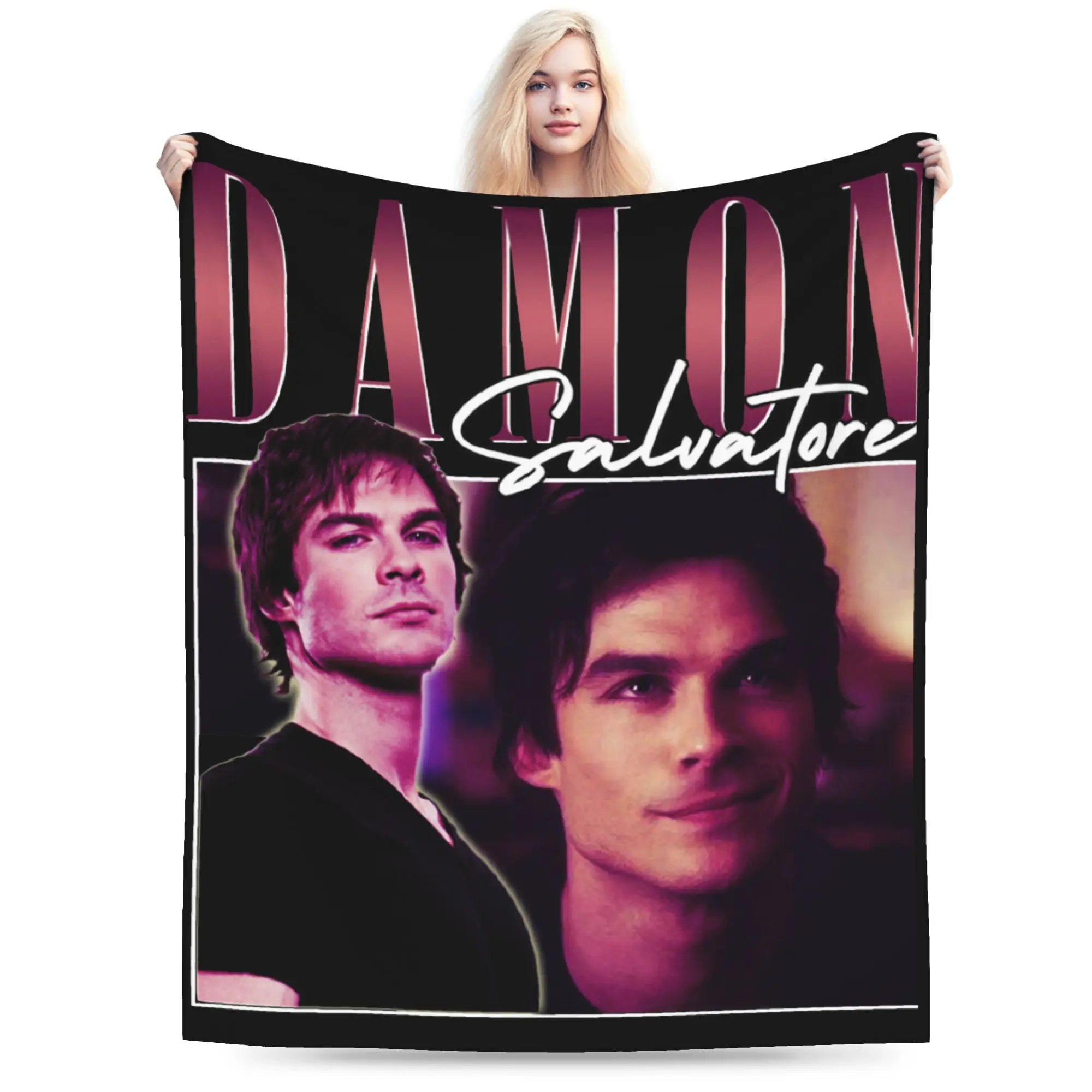 Damon Salvatore Ian Somerhalder The Vampire Diaries Blankets Flannel Summer Throw Blanket for Bedding Travel Bedspreads
