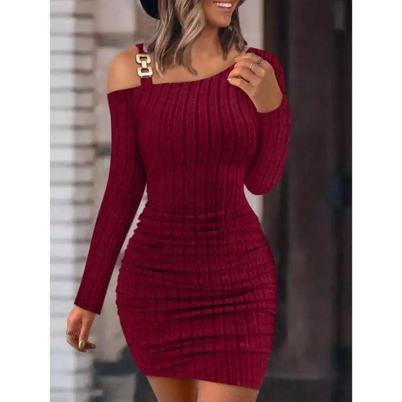 

New Women's Asymmetric Hem Folded Ne Tight Fit Dr Casual Sport Suit Seven Sve Long Autumn Season Cross-Border