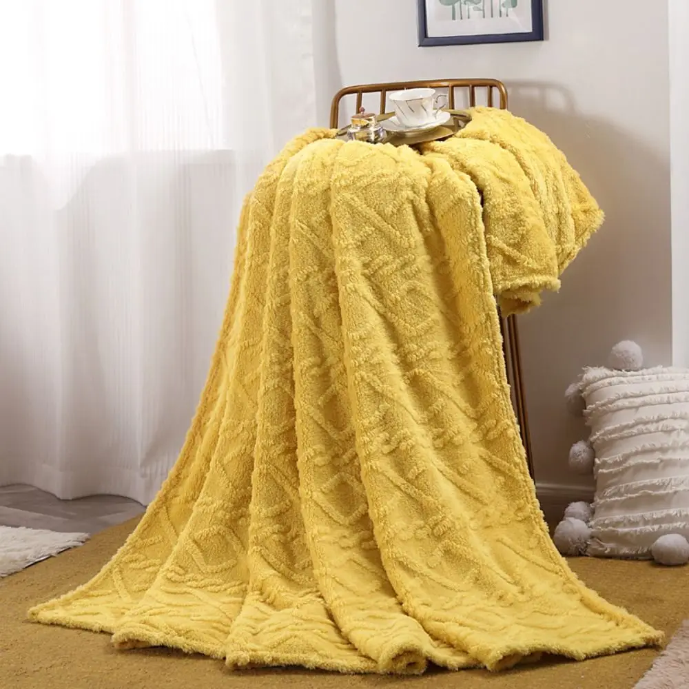 Super Soft Solid Color Flannel Blanket Embossed Plush Plush Blanket Warm Throw Blanket Bedroom Bed Living Room Sofa Couch