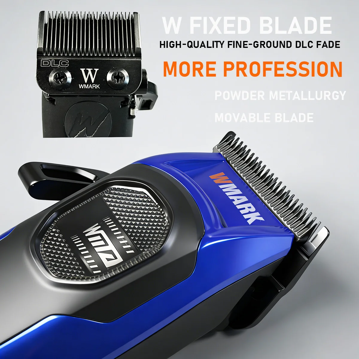 WMARK Professional Men's Metal Hair Clipper 2-Speed Outer Rotor Brushless DLC Blade Barber 3000mAh Electric Trimmer for Man V4