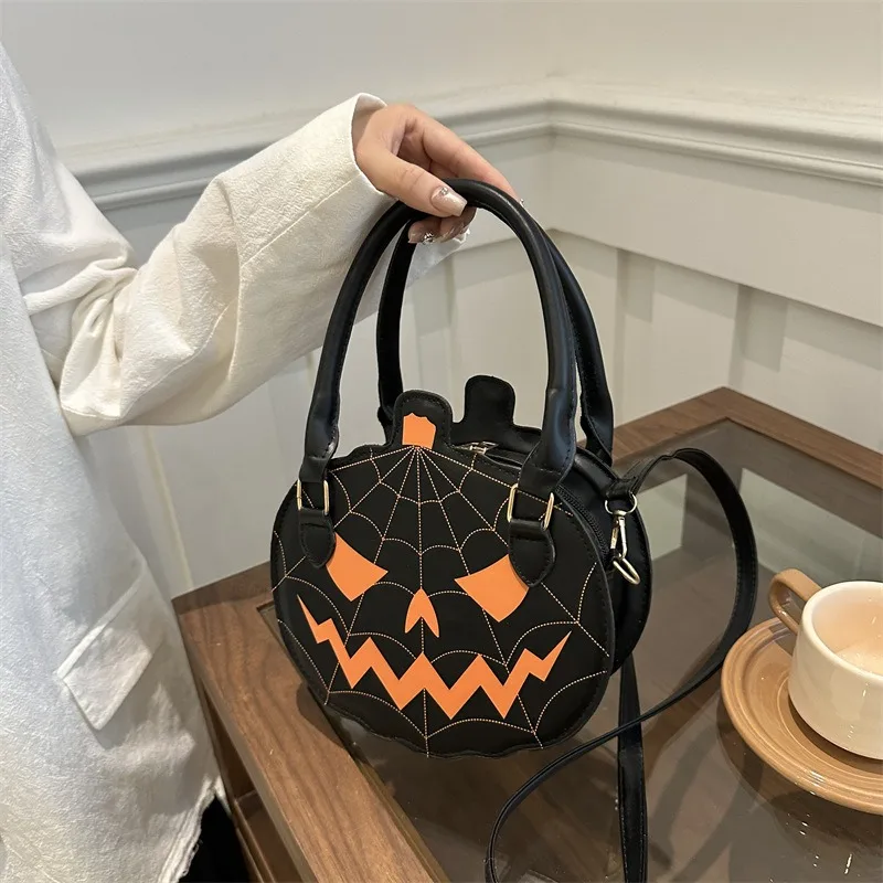 

New Color-Block Shoulder Bag - Minimalist Round Quirky Pumpkin Purse for Women