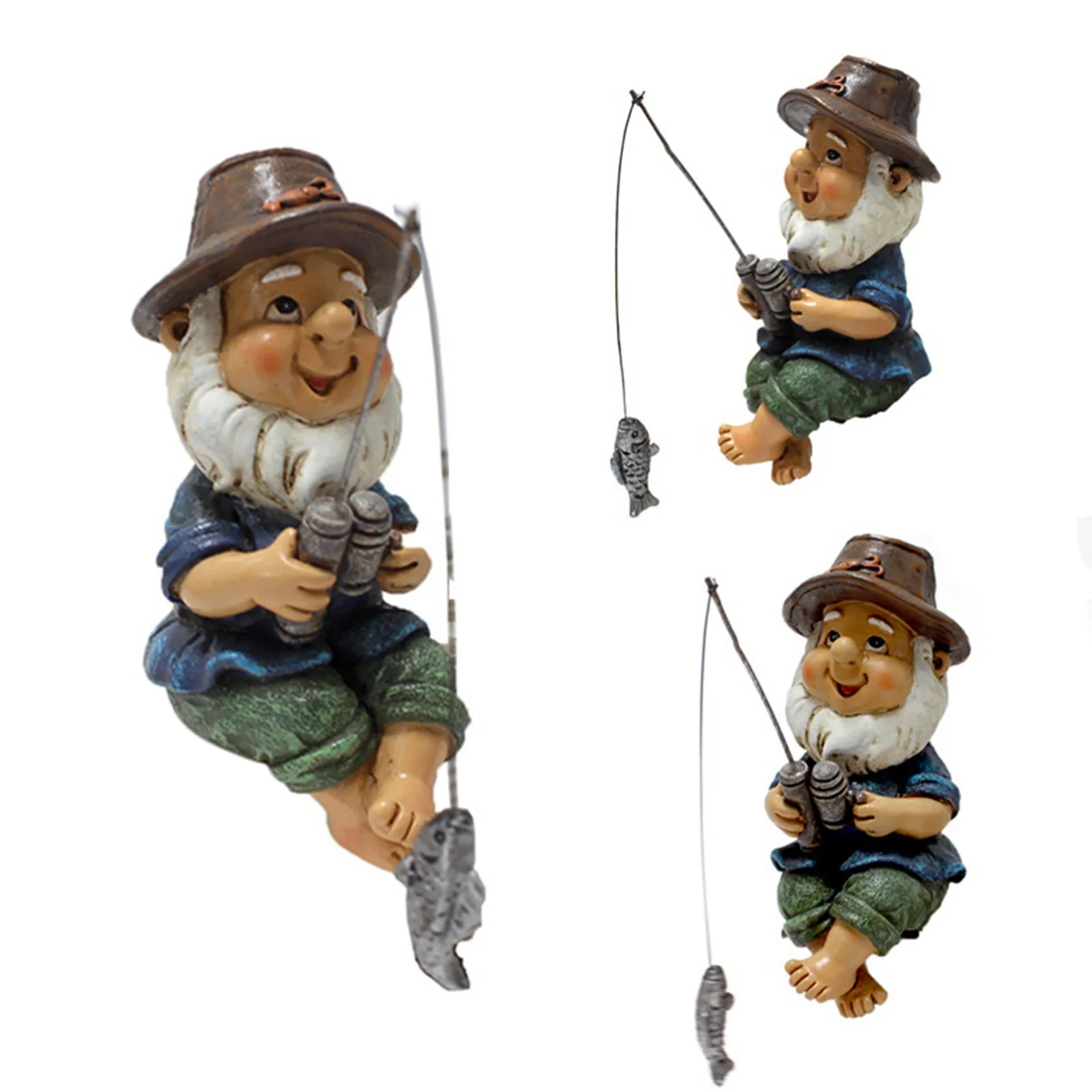A76I-Garden Gnome Statue Resin Fishing Dwarf Elf Statue Outdoor Pastoral Landscape Ornaments For Garden Yard Lawn Decor