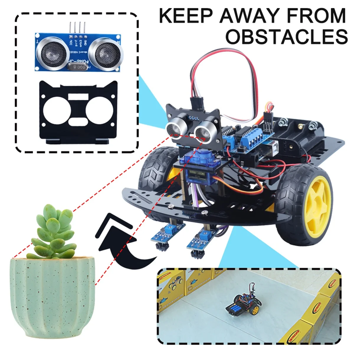 2WD Robot Car Kits for Programming Project with Line-Tracking and Obstacle Avoidance Educational