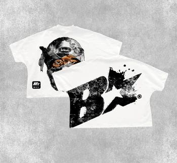 Camiseta holgada informal con gráfico para hombre y mujer, camisetas de manga corta de gran tamaño Harajuku Hip Hop, camisetas góticas de Rock, ropa de calle