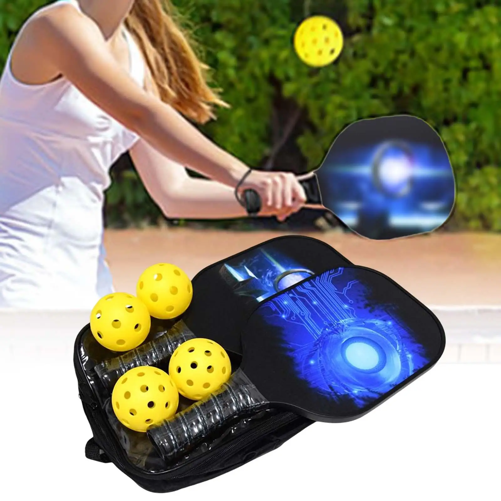 

Набор из 2 профессиональных 4 мячей Pickleball и сумка для переноски для игрока