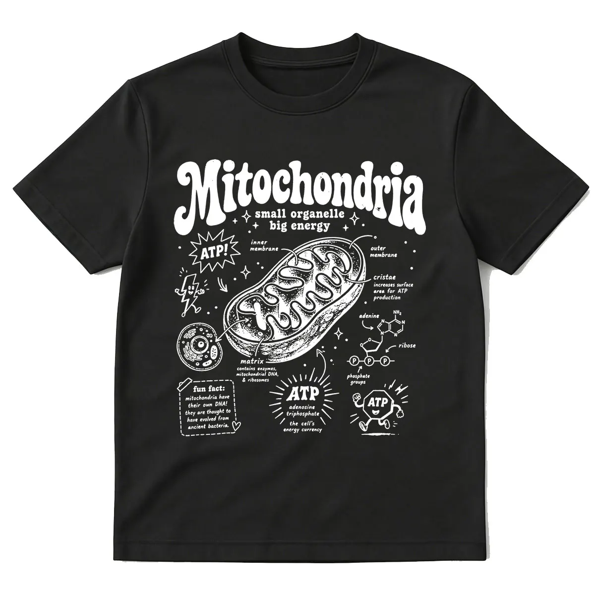 Mitochondrien Kleines Organelle-Großenergie-T-Shirt ATP Wissenschafts-T-Shirt Zellbiologie-Shirt Geschenk für Biologieliebhaber T-Shirts für Männer und Frauen – Detail 7