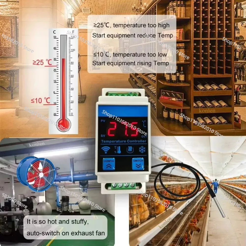 WIFI Temperature Sensor Thermometer Controller Freezer Refrigerator Aquarium Thermostat Smart Living with Relay Control