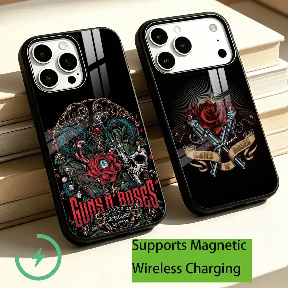Rock Band Guns N' Roses Phone Case For iPhone18,17,16,15,14,13,12,11 Plus,Pro Supports Magnetic Wireless Charging Gift