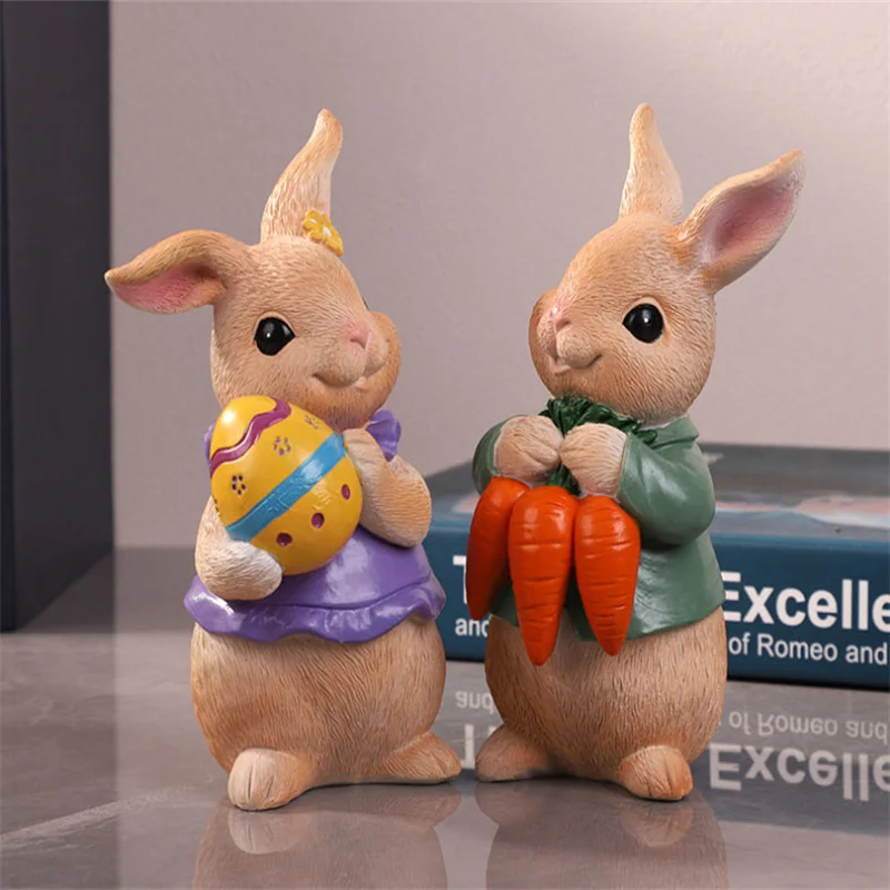 Пасхальный милый кролик орнамент изделия из смолы кафе патио сад украшения дома уличный сказочный сад патио украшение двора Пасхальный милый кролик орнамент изделия из смолы кафе патио сад украшения дома уличный сказочный сад патио украшение двора