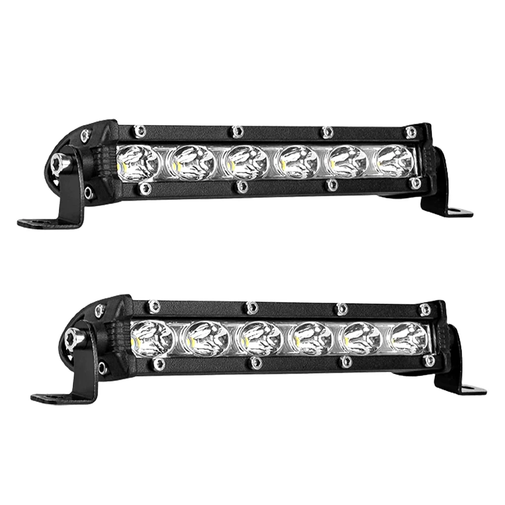 2* 9-24V 18W Single Row Led Light Bar LED Work Light Bar 6D Lens Fog Driving Lamp Fit for Trucks Off-road ATV UTV SUV Boat