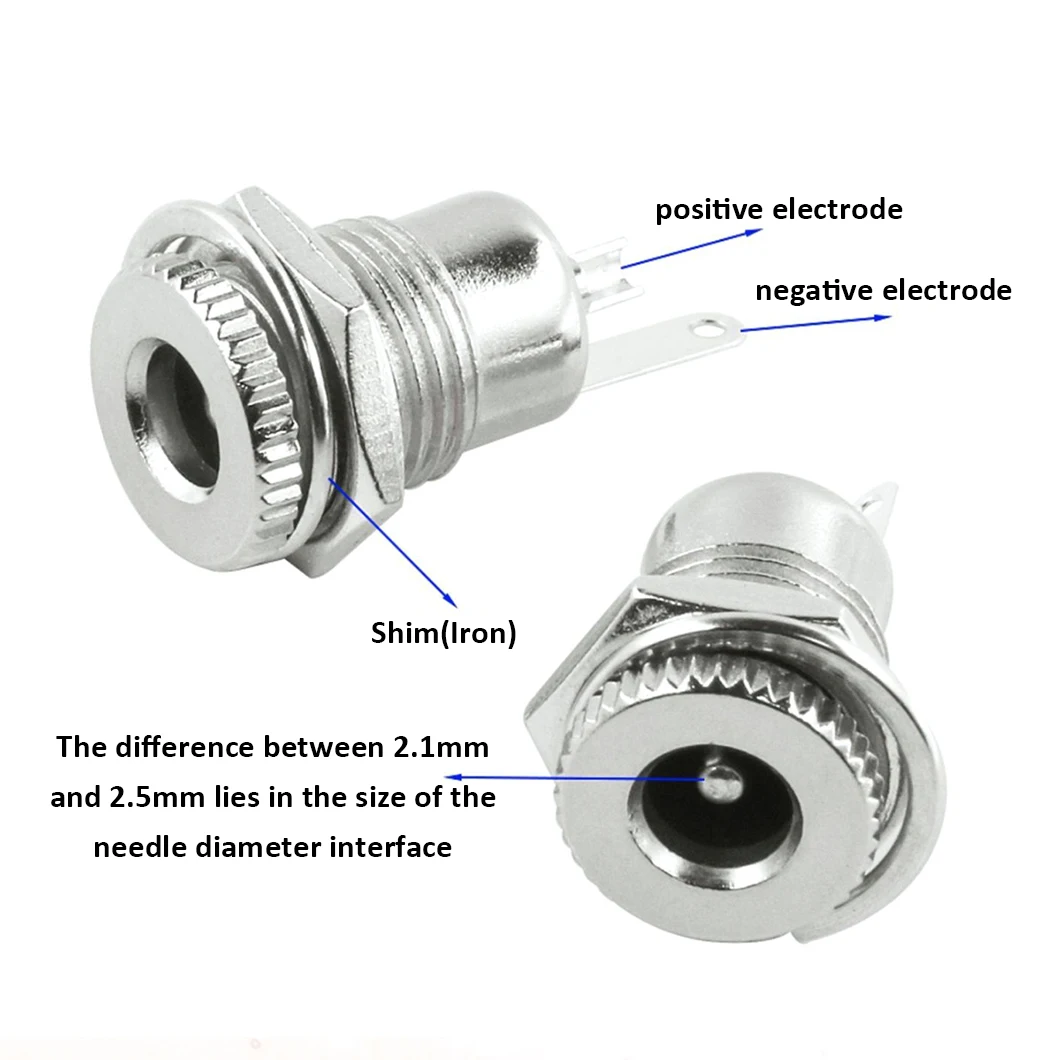 ABILKEEN Top Quality Industrial Power Socket 30V 2A DC-009 High current DC socket 5.5 * 2.1/2.5MM Zinc Alloy/Copper/Gold-Plated