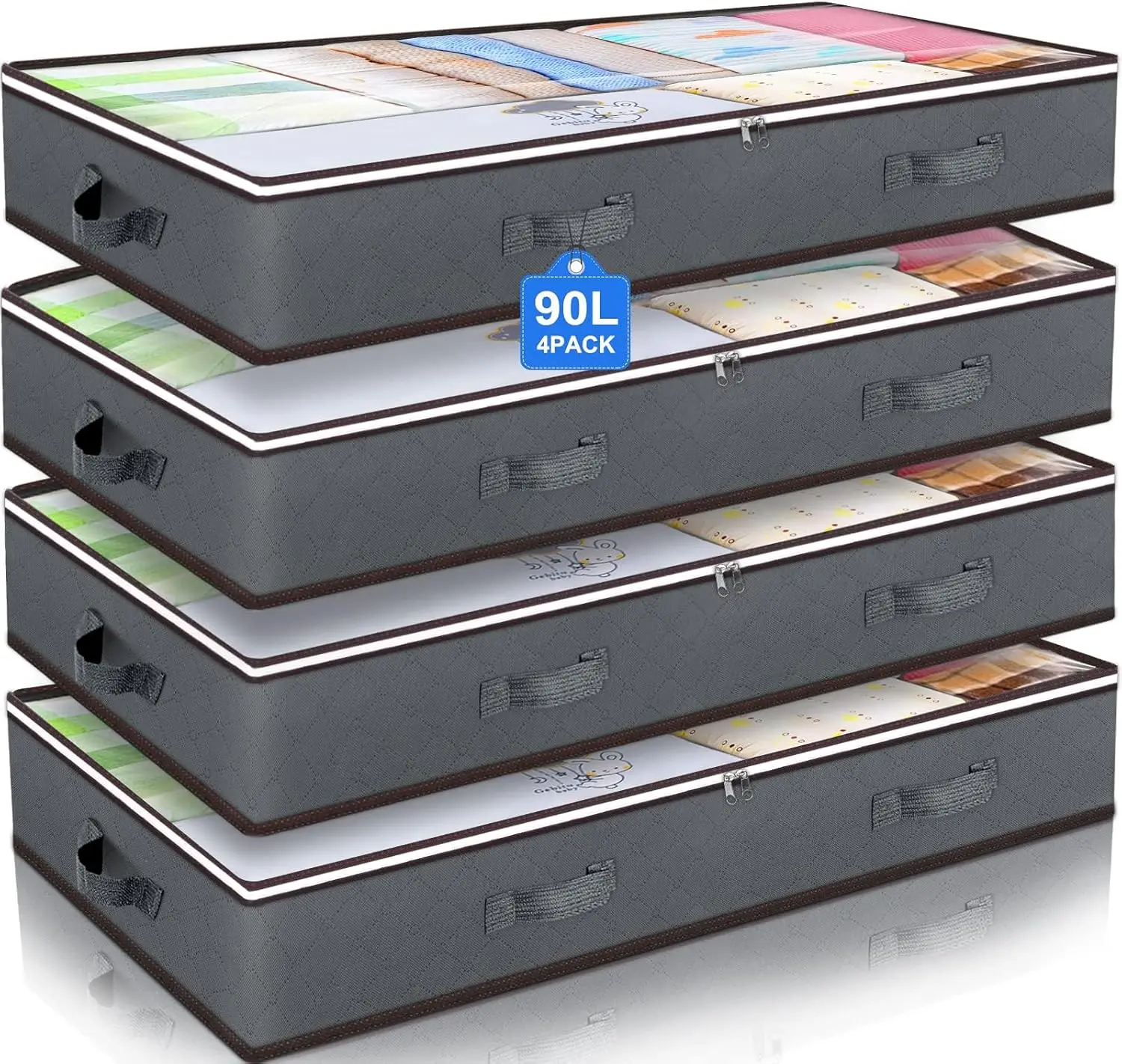 

Контейнеры для хранения под кроватью 90 л, органайзеры и корзины для хранения в шкафу, складные сумки для хранения под кроватью для постельного белья, одеял, одежды