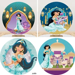 Aladdin Castle Jasmine Princess Circle Backdrop Girls Birthday Party Photo Round Background Baby Shower Photocall Prop Cover