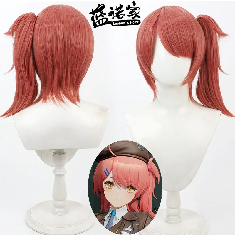 Pelucas de Cosplay para chicas, Game Girls Frontline 2 Cheeta, peluca de cola de caballo de 30cm, color naranja y rojo mezclado, pelo sintético resistente al calor para mujer