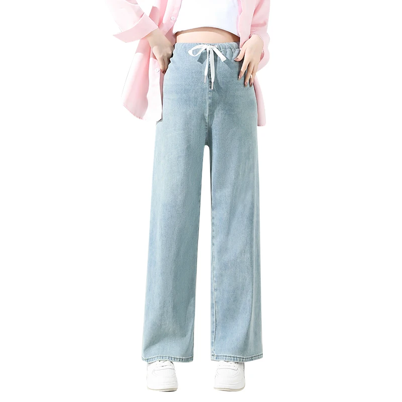 Washed Denim Jeans for Maternity Casual Belly Straight Pants for Pregnant Women Vintage Summer Pregnancy After Delivery Wear