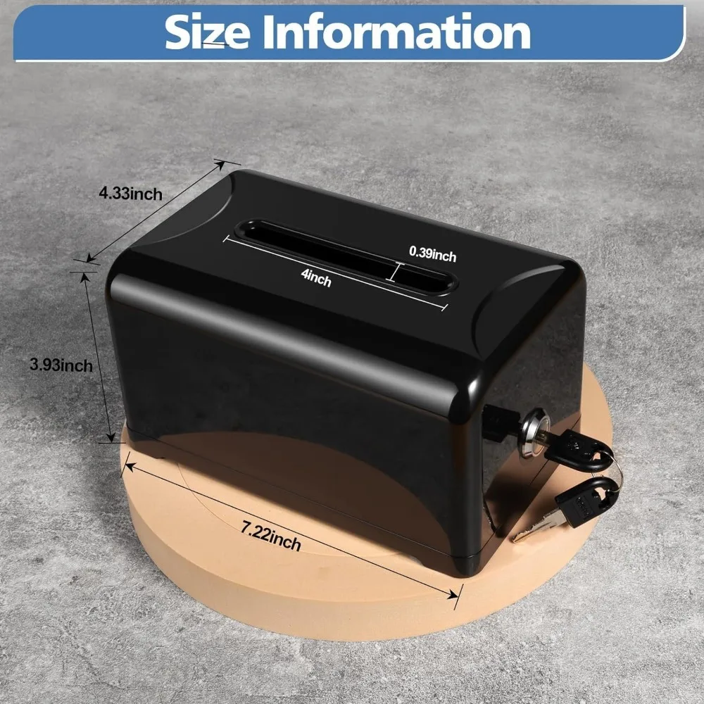 Polmart Tip/Donation/Suggestion/Business Card Collection Box with Lock (Black), 12-Pack