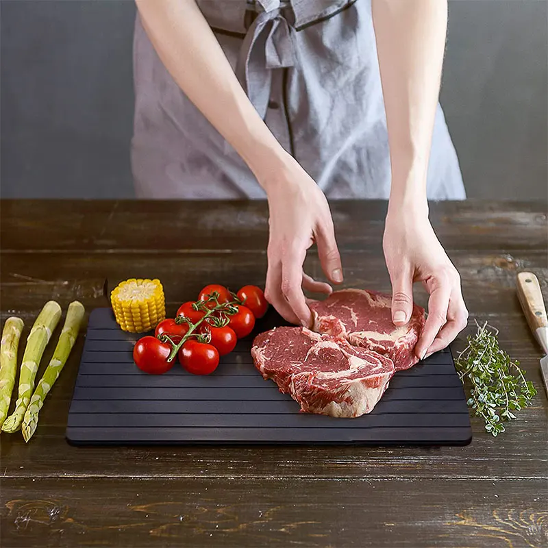 Large Size Aluminum Defrosting Tray for Frozen Meat with Super-Fast Defrost Thawing Plate Natural Fast & Magic Defroster Board