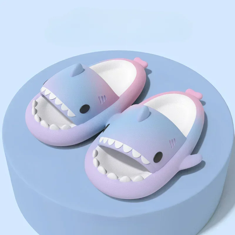 New Summer Rainbow Gradient Color Shark Children's Hole Shoes Cute Cartoon Boys and Girls Kids Outdoor Wear Baby Cool Slippers