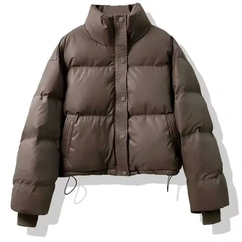 

​​2025 No Wash PU Leather Quilted Jacket Women Short Padded Coat Winter Thickened Puffer Coat​​