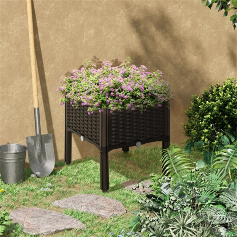 

Elevated Garden Bed Wooden Flower Pot Wooden Planting Box Polypropylene Material Durable Lightweight Highly Water Resistant
