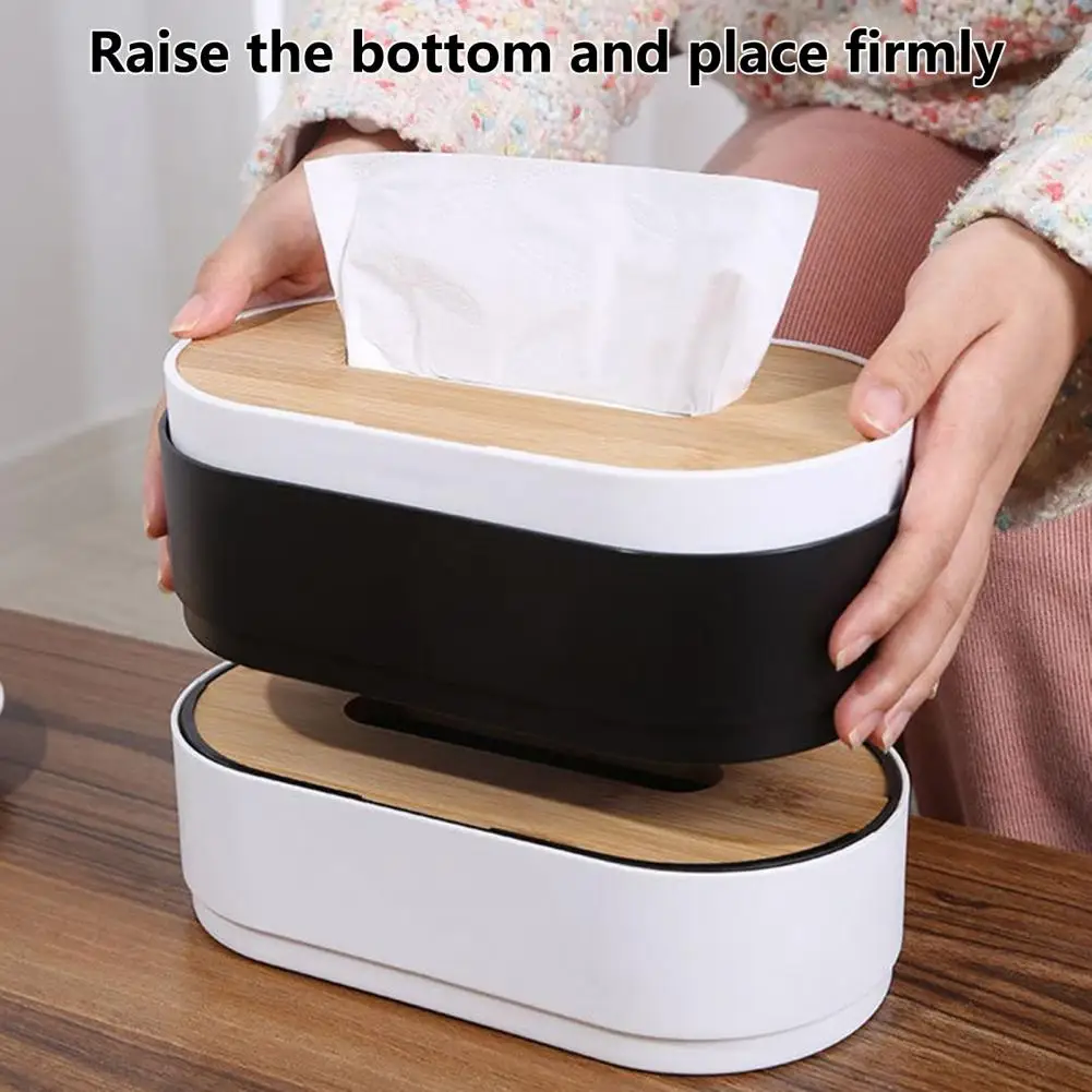 

Tissue Container Useful Wooden Lid Sturdy Coffee Table Countertop Tissue Toilet Paper Dispenser for Daily Use