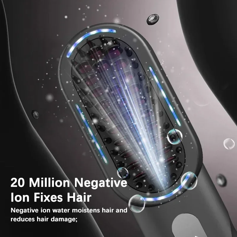Беспроводная прямая расческа для завивки волос с подогревом, выпрямитель для волос с отрицательными ионами, перезаряжаемые электрические щетки для ухода за волосами, против ожогов