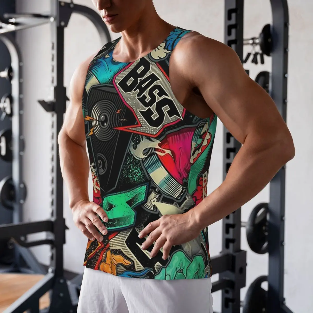 

Quick Dry Urban Pattern Hip Hop Graffiti Street Art (1) Gym Tank Muscle Sleeveless Shirt Bodybuilding Breathable Vest