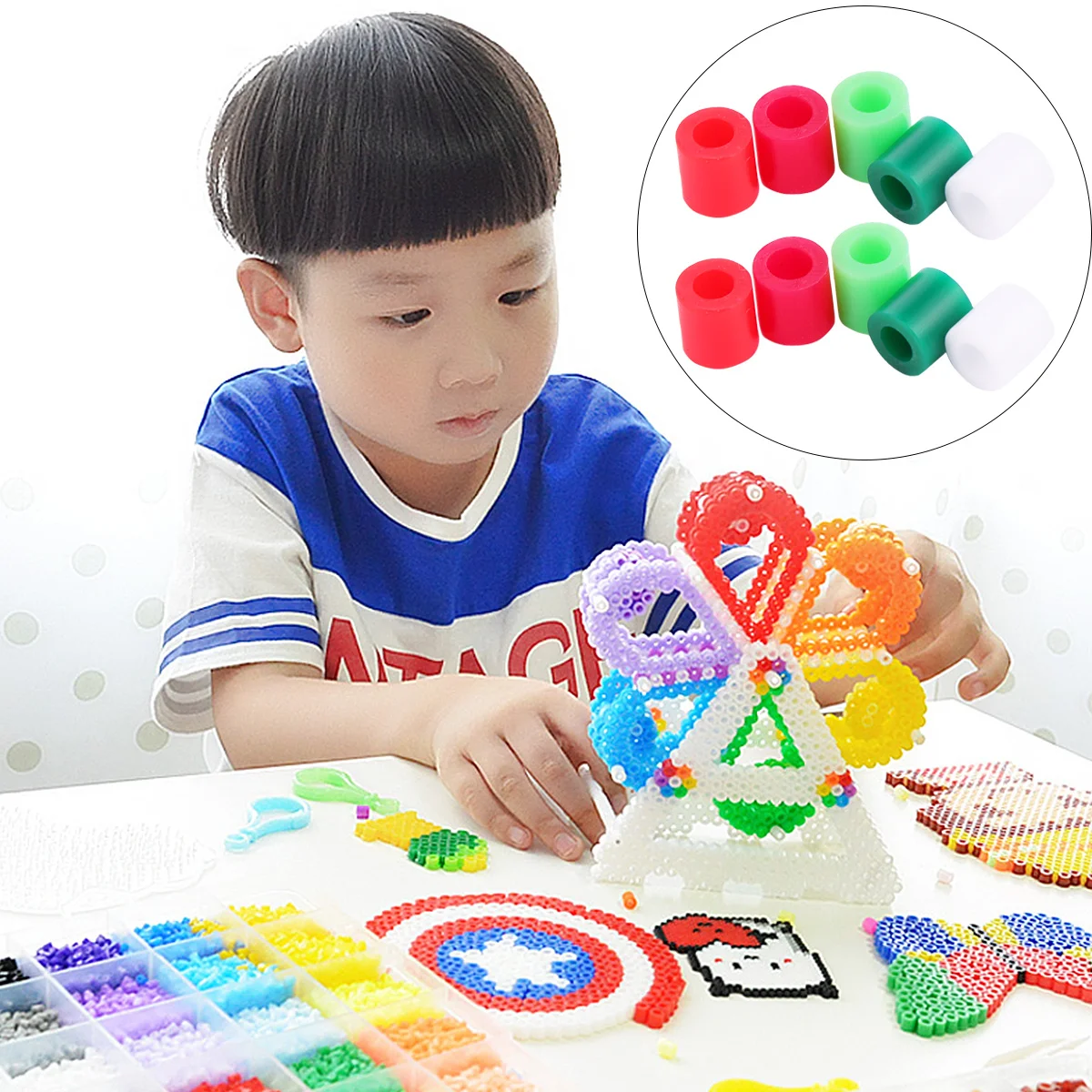 2500個 DIYビーズクラフトキット 混合色 フューズビーズ 子供 大人向け 教育用 ジグソーパズル アートクラフト用品 ジュエリー製作