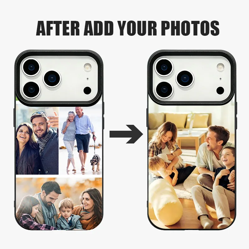 Personalized DIY Customized Name Photo Phone Case For iPhone 17 16 15 Pro Max 14 13 12 Pro Max  Leather Texture TPU Soft Cover