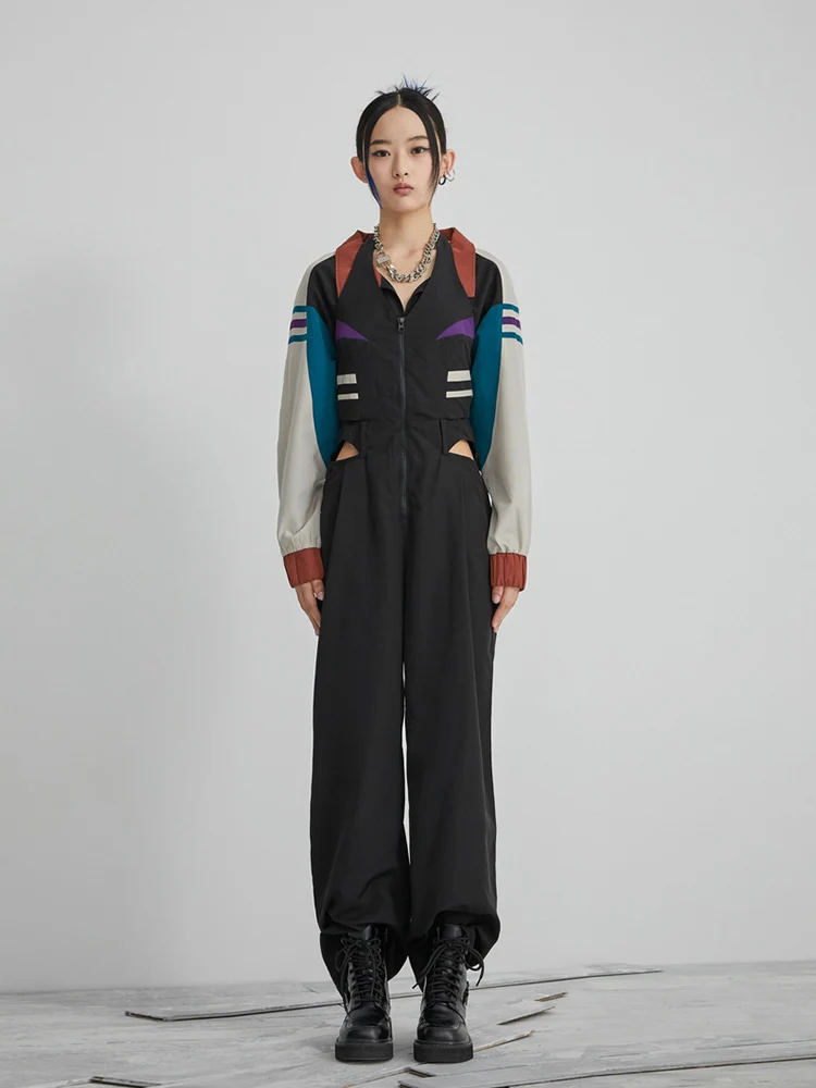 

Женский костюм: комбинезон-слип из белого дерева, оригинальный дизайн, спортивный, с завышенной талией, широкие брюки-шаровары