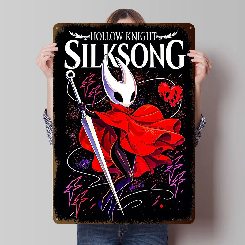 Hollow Knight Silksong Hornet Tin Poster Customized Wall Art Retro Vintage Metal Signs for Fans Room Decoration Bedroom House