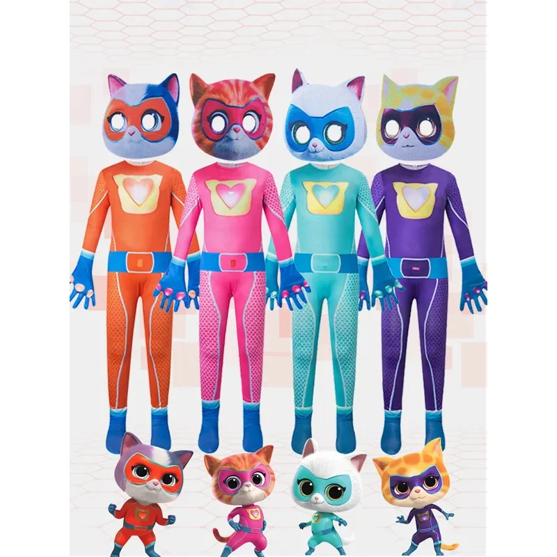 SuperKitties jumpsuit, tight fitting Halloween costume, stage performance costumes, super cats